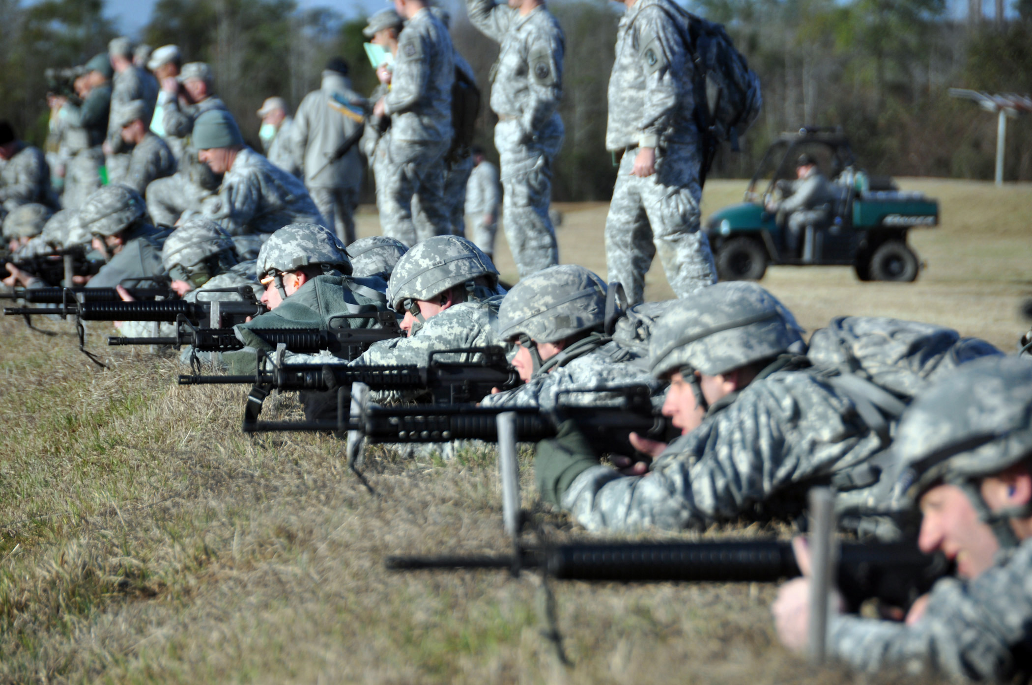 FORT BENNING, Ga. -- Soldiers from across the force compete in the excellence-in competition rifle match at the 2013 U.S. Army Small Arms Championships. The military's premier training event consists of rifle, pistol and combined arms matches, testing Soldiers' marksmanship ability against their peers and providing them the tools to take back to their units to enhance overall combat readiness throughout the Army. the 2014 event is scheduled for Jan. 26-Feb. 1.
(Photo by Michael Molinaro, USAMU)