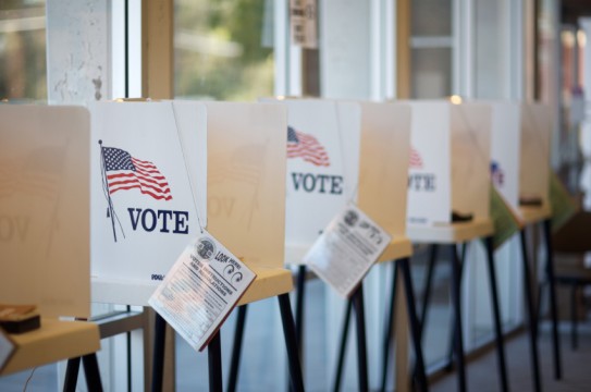 Voting booths at Hermosa Beach City Hall during California Primary